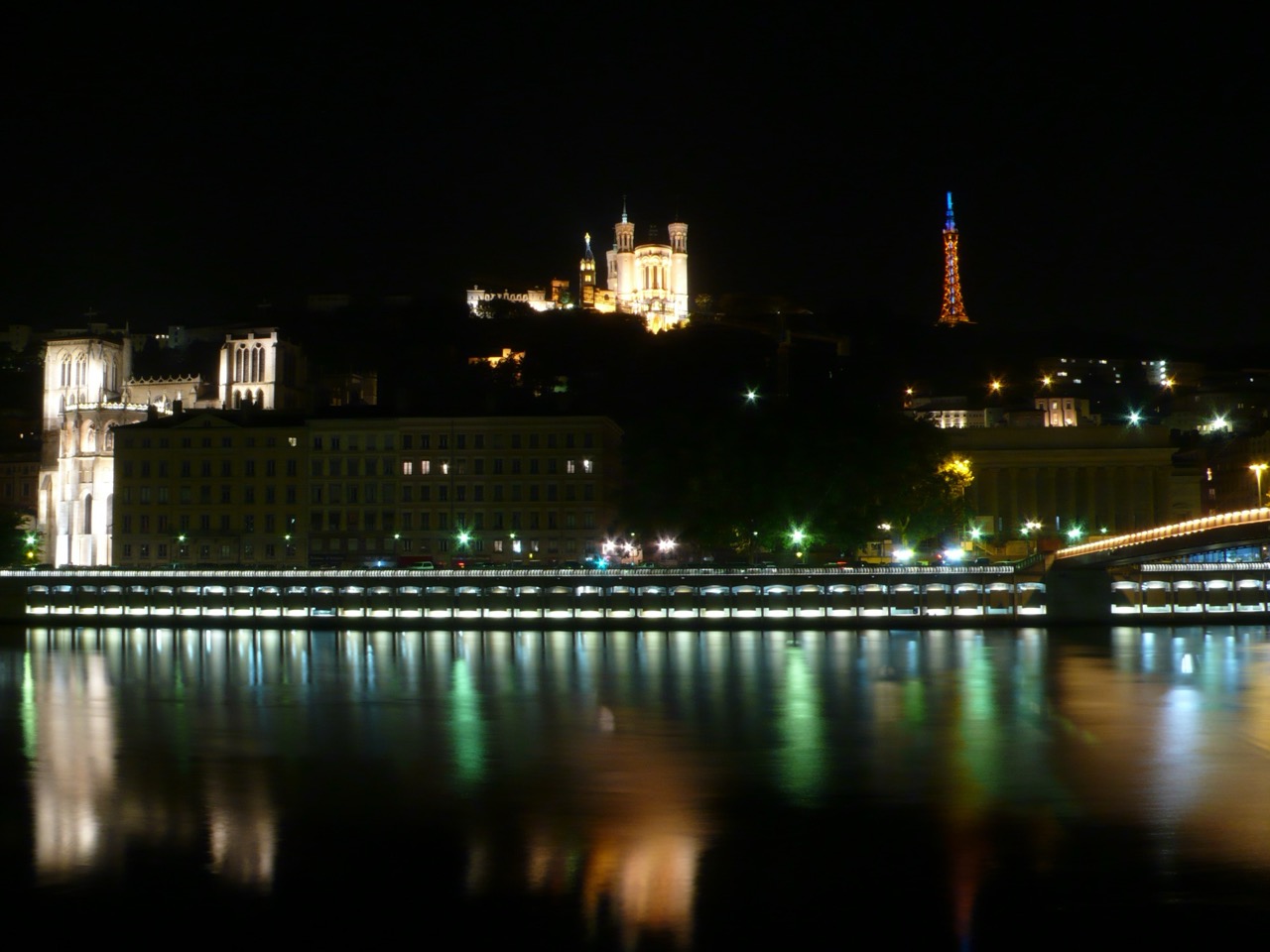 Lyon at night, Fourvière